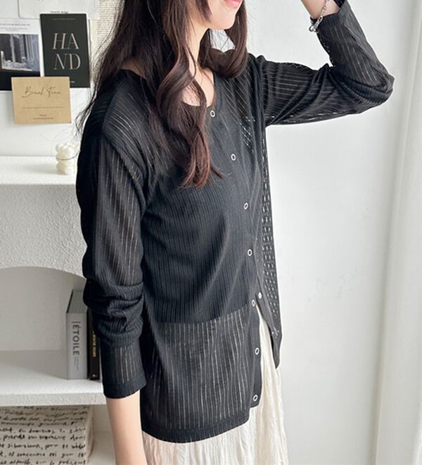 GeeRA（ジーラ）の「カーデにもなる前後２ＷＡＹシアーリブトップス（カットソー）」｜詳細画像