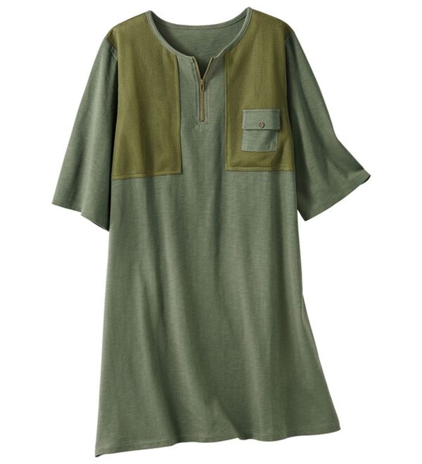 BELLUNA（ベルーナ）の「スラブ調素材メッシュ切替チュニック（チュニック）」｜詳細画像