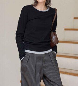 CHAN ME（チャンミ）の「ラウンドネックＴシャツ（Tシャツ）」｜ブラック
