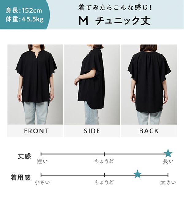 Viola e Viola（ヴィオラ エ ヴィオラ）の「【選べる２丈】さらっと涼感フレアスリーブブラウス（ブラウス）」｜詳細画像