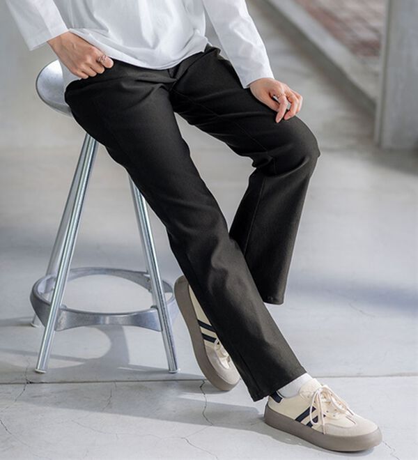 BELLUNA（ベルーナ）の「【選べる裏起毛】静電気防止！ブーツカットヘリンボーンパンツ（フルレングスパンツ）」｜詳細画像