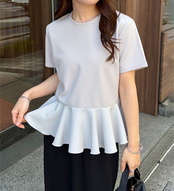 RANAN（ラナン）の「【ひんやり・ＵＶ】異素材切替ペプラムプルオーバー（カットソー）」｜詳細画像