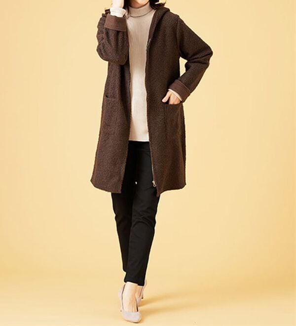 BELLUNA（ベルーナ）の「ボア素材フードデザインコート（ロングコート）」｜詳細画像