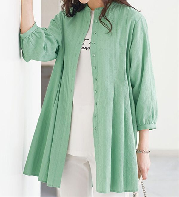 綿100％ドビー織シャツチュニック - ベルーナ【公式】