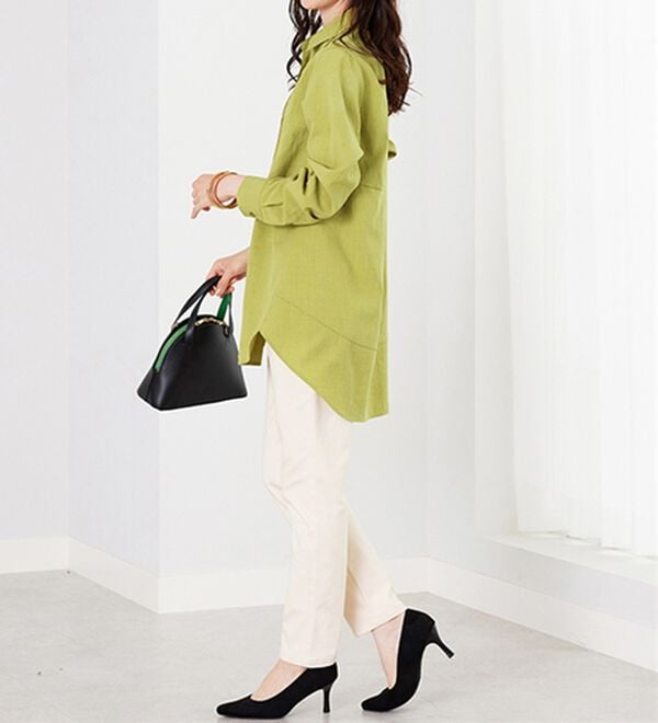 BELLUNA（ベルーナ）の「麻調素材タックデザインシャツチュニック（チュニック）」｜詳細画像