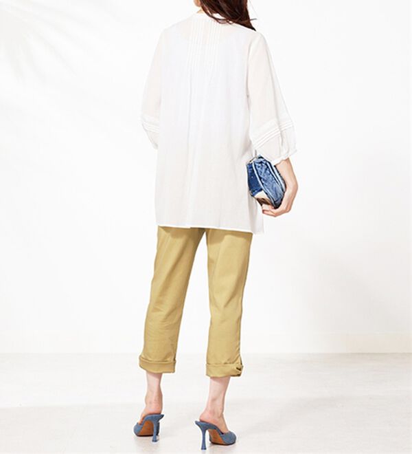 BELLUNA（ベルーナ）の「ヒンヤリ×サラリ速乾！綿サテンストレッチ裾リボンクロップドパンツ（クロップドパンツ）」｜詳細画像