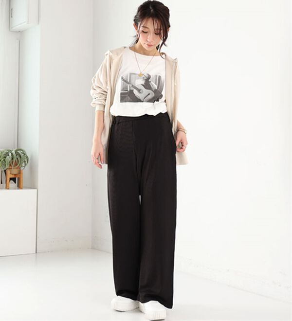 A HAPPY MARILYN（アハッピーマリリン）の「【Ｌ～８Ｌ】丈が選べる！さらトロリブイージーパンツ（ワイドパンツ・ガウチョ）」｜詳細画像