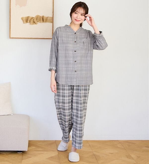 LAVIENNE（ラヴィエンヌ）の「【オーガニックコットン使用】綿１００％Ｗガーゼのルームパジャマ（パジャマ・ルームウェア）」｜詳細画像