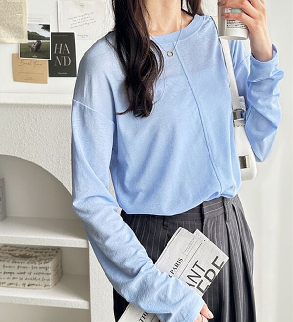 GeeRA（ジーラ）の「着回し自在！スラブシアートップス（カットソー）」｜ブルー