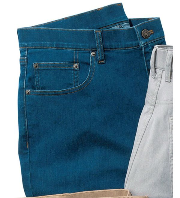 「＜コムルヴァン・オム＞３６０度のびのび快適麻入りチノ・ジーンズ（メンズデニムパンツ）」｜ブルー(ジーンズ)