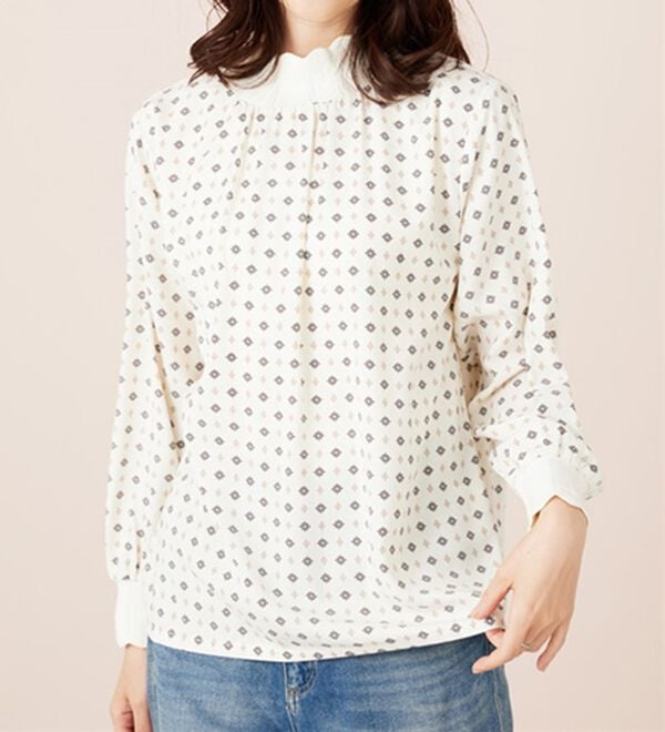 BELLUNA（ベルーナ）の「衿＆袖ニット使い美人顔ブラウス（ブラウス）」｜詳細画像