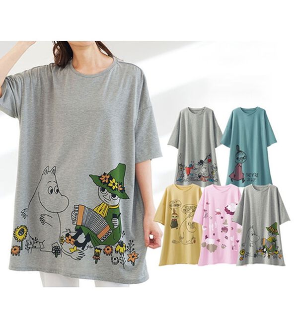 BELLUNA（ベルーナ）の「ムーミンプリントビックＴシャツ（Tシャツ）」｜詳細画像