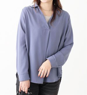 BELLUNA（ベルーナ）の「ジョーゼットスキッパーシャツチュニック（シャツ）」｜ブルーグレー