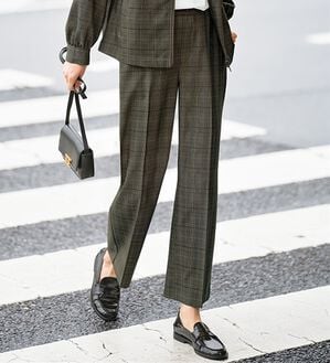 BELLUNA（ベルーナ）の「【Ｗｏｏｌｉｓｈ】美脚ワイドパンツ（ワイドパンツ・ガウチョ）」｜ブラウン系チェック