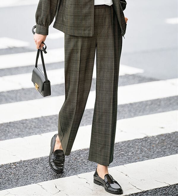 BELLUNA（ベルーナ）の「【Ｗｏｏｌｉｓｈ】美脚ワイドパンツ（ワイドパンツ・ガウチョ）」｜ブラウン系チェック