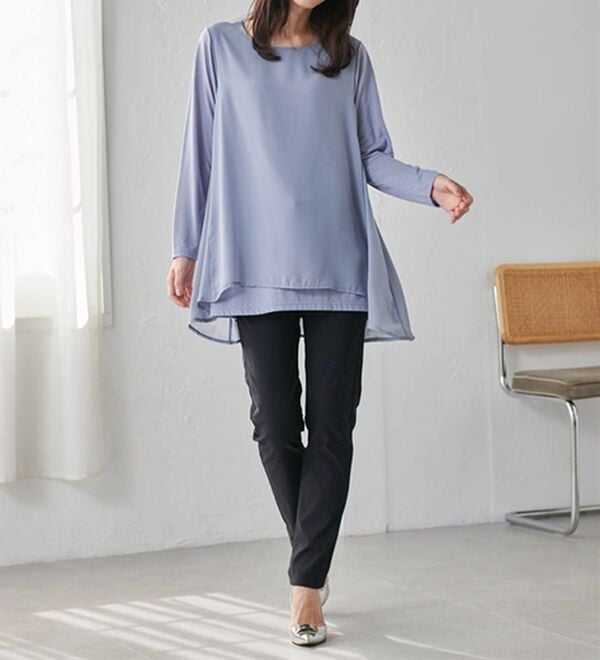 RANAN（ラナン）の「異素材切替フレアーチュニック（チュニック）」｜詳細画像