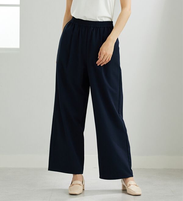 BELLUNA（ベルーナ）の「エアリーサッカー素材ワイドパンツ（ワイドパンツ・ガウチョ）」｜詳細画像