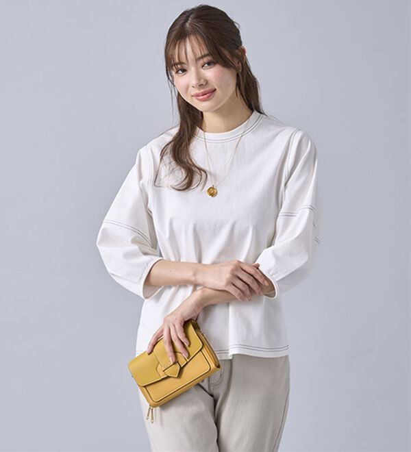 BELLUNA（ベルーナ）の「ヒンヤリ！袖デザイン配色ステッチプルオーバー（カットソー）」｜詳細画像