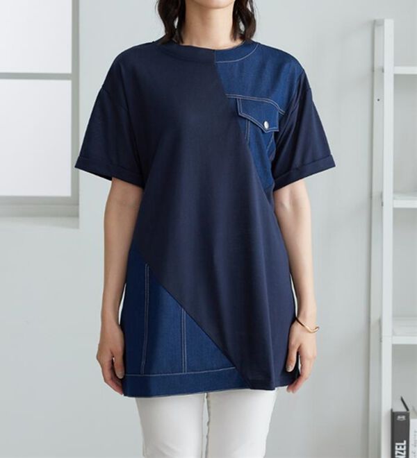 BELLUNA（ベルーナ）の「デニム切替デザインチュニック（チュニック）」｜詳細画像