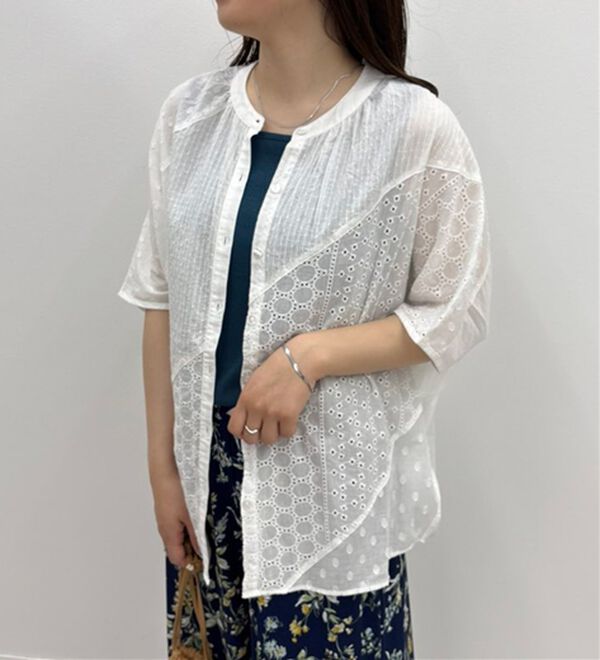 BELLUNA（ベルーナ）の「ゆったり涼やか！綿１００％刺しゅう切替チュニック（チュニック）」｜詳細画像