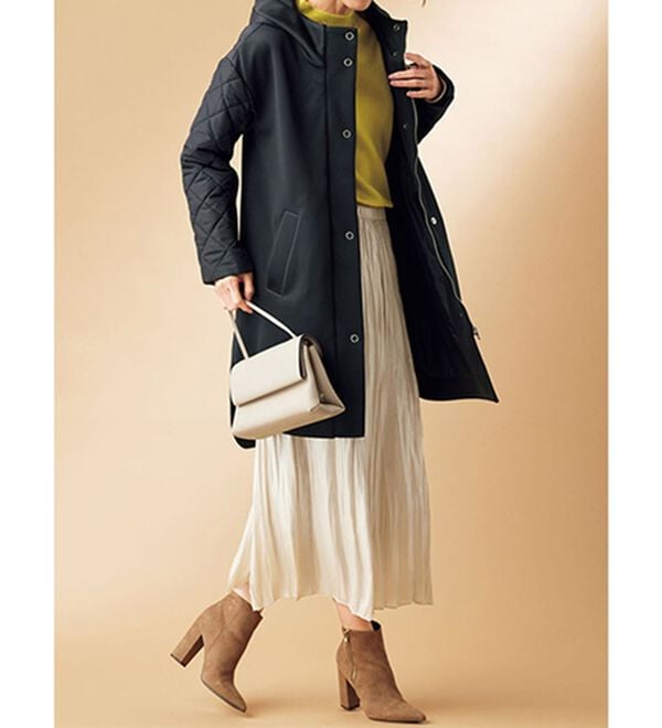 冬のおしゃれを楽しむ♪配色キルト切替コート - ベルーナ【公式】