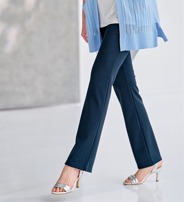 BELLUNA（ベルーナ）の「【裏起毛有無】ジャストフィットらくらくパンツ（フルレングスパンツ）」｜ネイビー