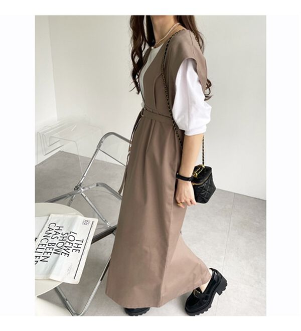 GeeRA（ジーラ）の「ベルト付Ｖネックジャンスカ（ジャンパースカート）」｜詳細画像