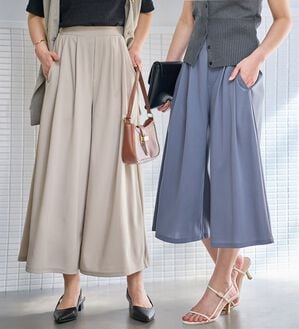 alotta（アロッタ）の「【選べる２丈】上品ドレープパンツ（ワイドパンツ・ガウチョ）」｜詳細画像
