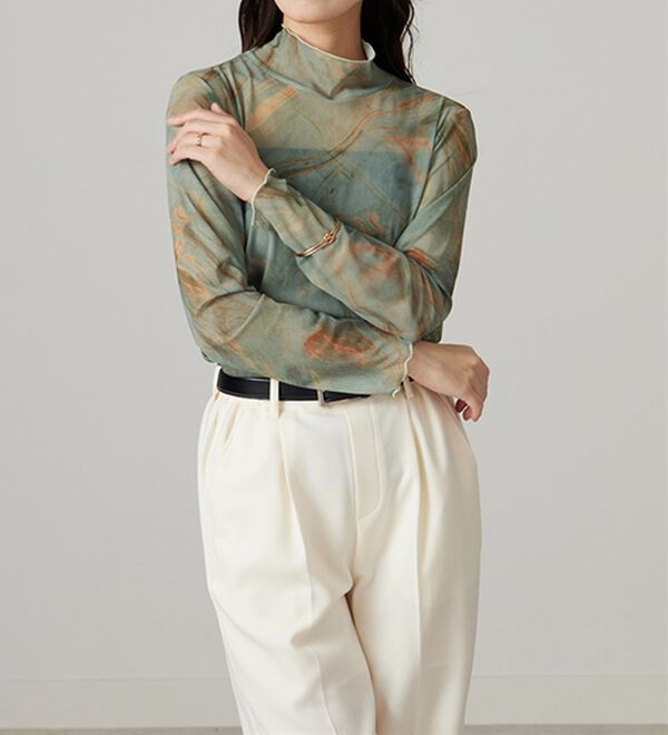 BELLUNA（ベルーナ）の「シアー素材ハイネックインナープルオーバー（カットソー）」｜詳細画像