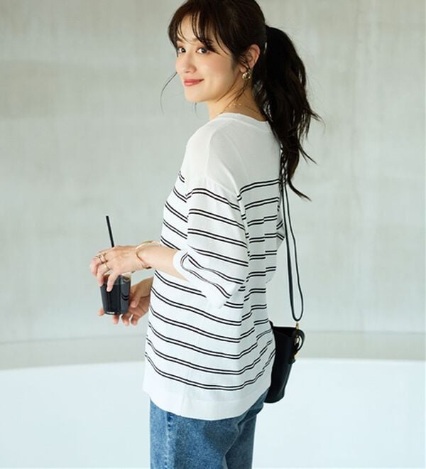 BELLUNA（ベルーナ）の「肌に張り付かない！シャリ冷や高見えニットＴ（ニット・セーター）」｜詳細画像