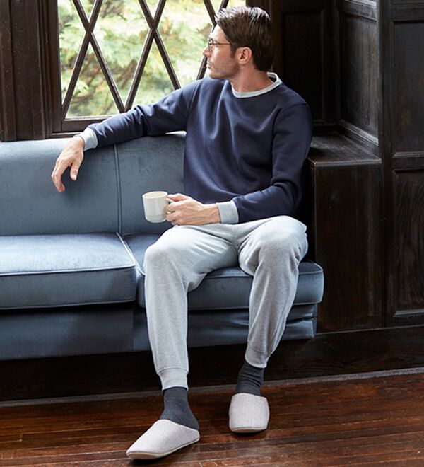 「＜シンプル＆プラス＞裏起毛スウェット上下セット（メンズルームウェア）」｜詳細画像