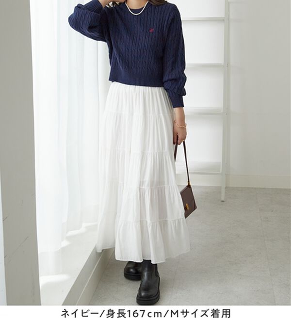 Viola e Viola（ヴィオラ エ ヴィオラ）の「【ビバリーヒルズポロクラブ】ケーブル柄ショートニット（ニット・セーター）」｜詳細画像