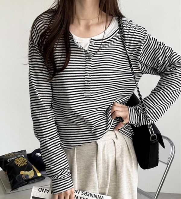 GeeRA（ジーラ）の「前後２ＷＡＹシアースラブヘンリーネックカットソー（カットソー）」｜詳細画像