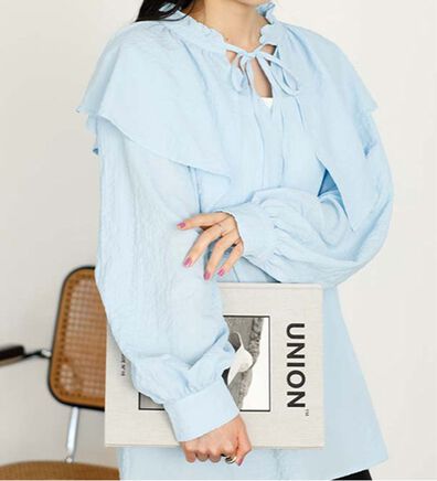 GeeRA（ジーラ）の「ワッシャー素材フリル衿シャツブラウス（シャツ）」