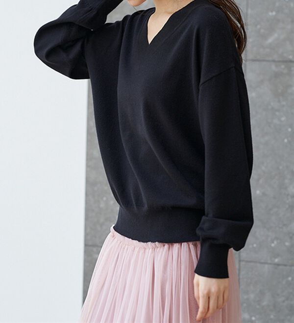RANAN（ラナン）の「もちもちベーシックニット（Vネック・ハイネック）（ニット・セーター）」｜詳細画像