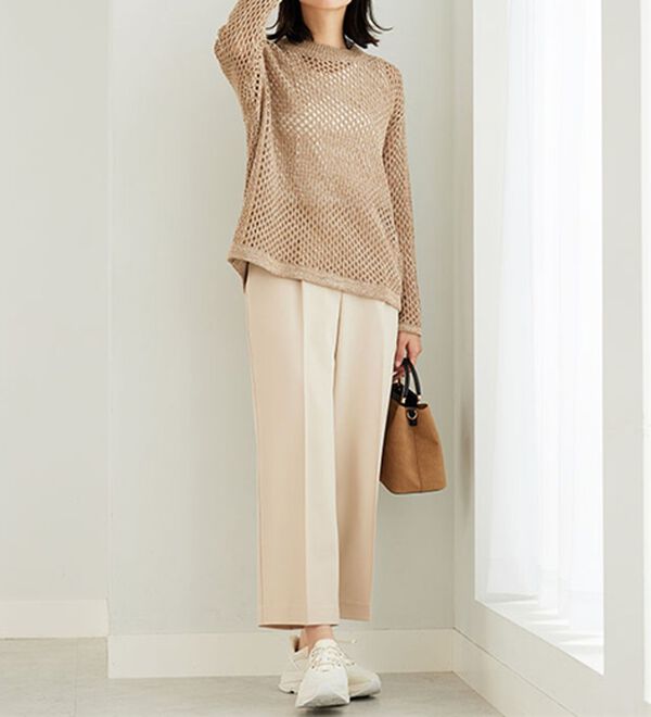 BELLUNA（ベルーナ）の「サラリ美脚見え！タック使いワイドパンツ（ワイドパンツ・ガウチョ）」｜詳細画像