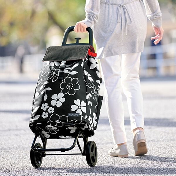 「たっぷり入るショッピングカート　フラワー（その他日用品・趣味雑貨）」｜詳細画像