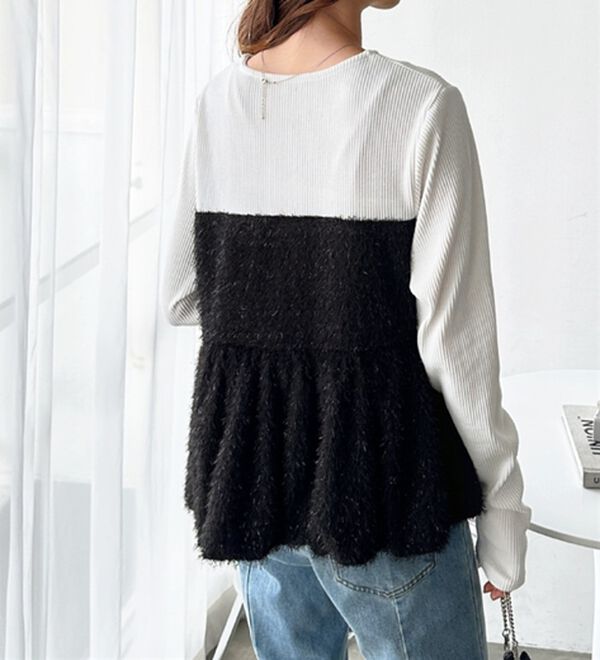 ♡sheller ドッキングペプラムトップス♡ She's Closet 切り替えドッキングバルーンペプラムトップス レディース