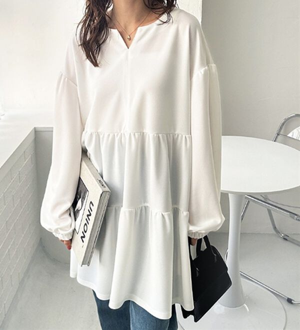 GeeRA（ジーラ）の「前後２ＷＡＹボリュームティアードブラウス（チュニック）」｜詳細画像