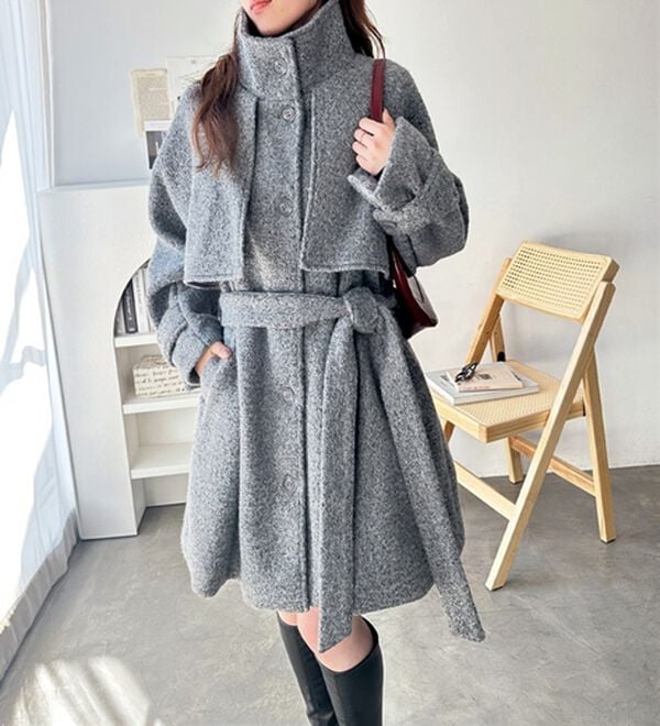 GeeRA（ジーラ）の「リングウールライクスタンドカラーコート（ハーフコート）」｜詳細画像