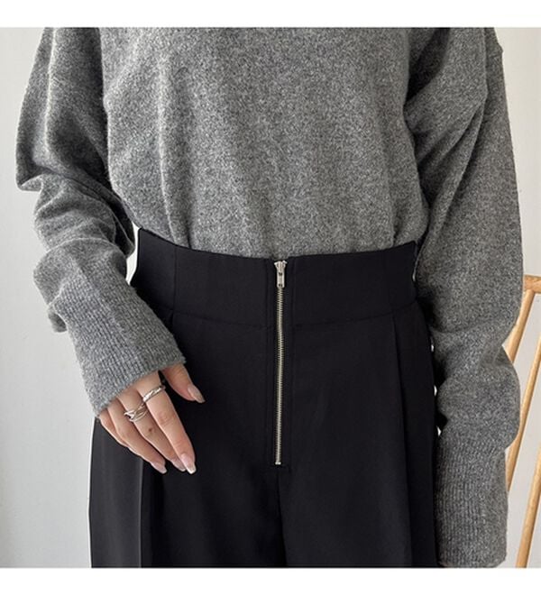 GeeRA（ジーラ）の「ハイウエストジップワイドパンツ（フルレングスパンツ）」｜詳細画像