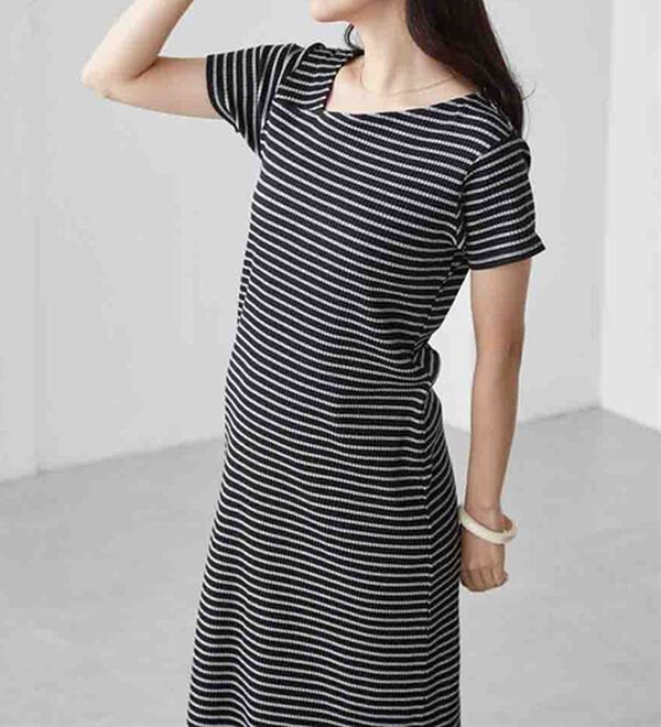 RANAN（ラナン）の「アシメネックハーフスリーブリブワンピース（その他ワンピース）」｜詳細画像