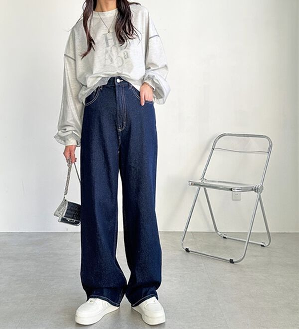 GeeRA（ジーラ）の「ハイウエストストレートデニム（ワイドパンツ・ガウチョ）」｜詳細画像