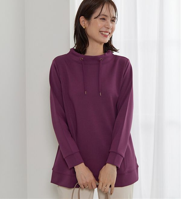 BELLUNA（ベルーナ）の「【新色追加】ワイドネックサイド切替プルオーバー（カットソー）」｜ワイン