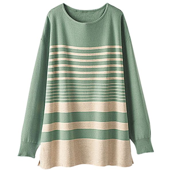 BELLUNA（ベルーナ）の「ランダムボーダー柄ニットプルオーバー（ニット・セーター）」｜詳細画像