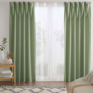 iellio（イエリオ）の「お買得カーテンセット＜３級遮光・４枚組・洗える・無地・既製サイズ＞（ドレープカーテン）」｜カーキ