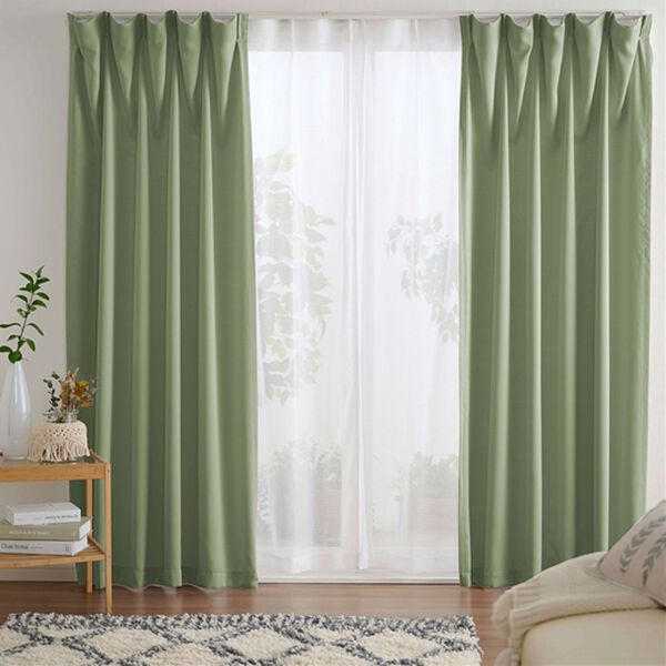 iellio（イエリオ）の「お買得カーテンセット＜３級遮光・４枚組・洗える・無地・既製サイズ＞（ドレープカーテン）」｜カーキ