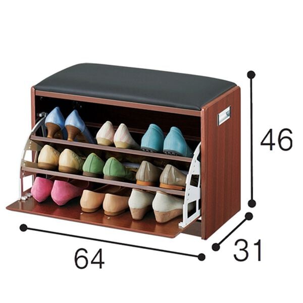 「腰かけ付シューズボックス（玄関収納・用品）」｜詳細画像