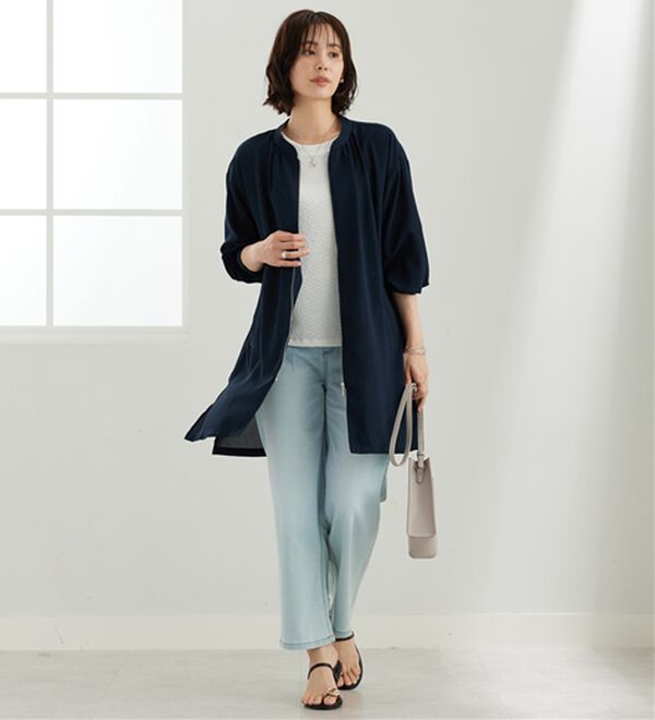 BELLUNA（ベルーナ）の「とろみ素材イージーケアロング丈ジャケット（その他ジャケット）」｜詳細画像