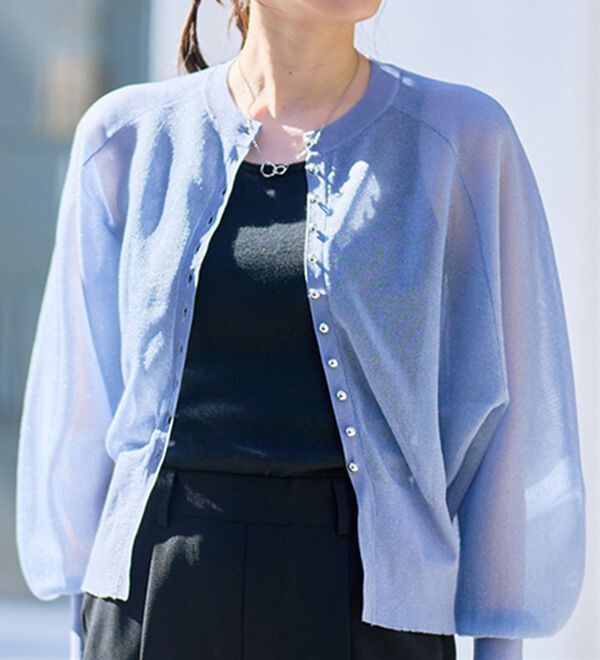 RANAN（ラナン）の「シルバーボタンシアーニットカーデ（ニットカーディガン）」｜詳細画像